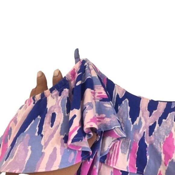Lily Pulitzer Womens Watercolor Cold Shoulder Ruffle Front Romper Size XXSmall - Picture 2 of 6